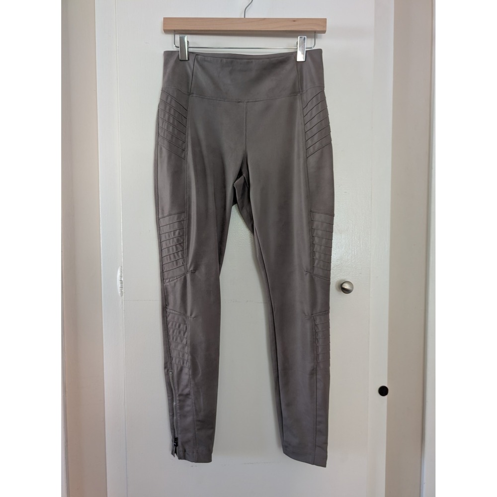 Athleta Delancey Gleam Moto Tight Ankle Zip Taupe Snakeskin Workout Athleisure M
